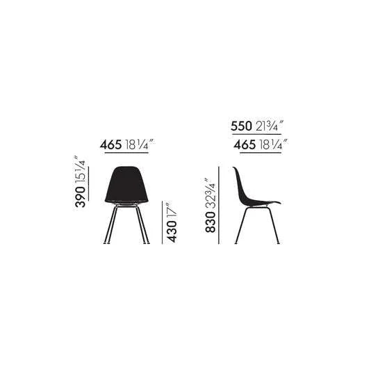 vitra Eames Fiberglass Side chair DSX - wit onderstel