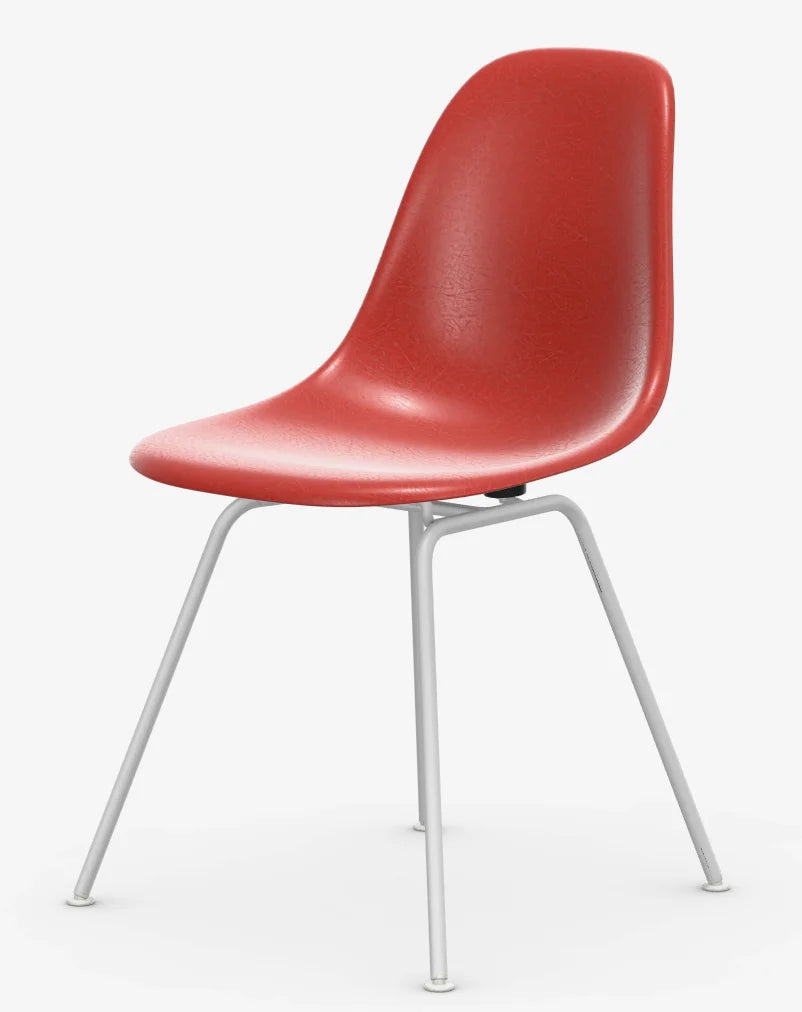 vitra Eames Fiberglass Side chair DSX - wit onderstel - classic red