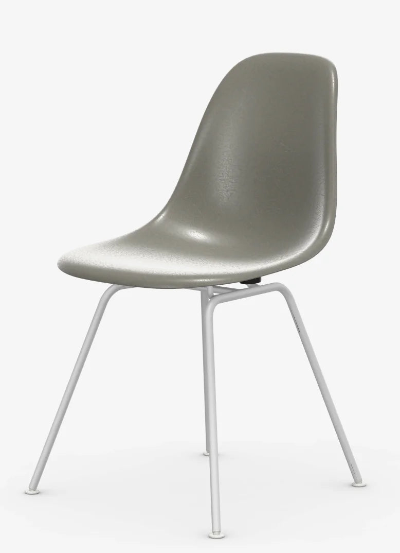 vitra Eames Fiberglass Side chair DSX - wit onderstel - raw umber