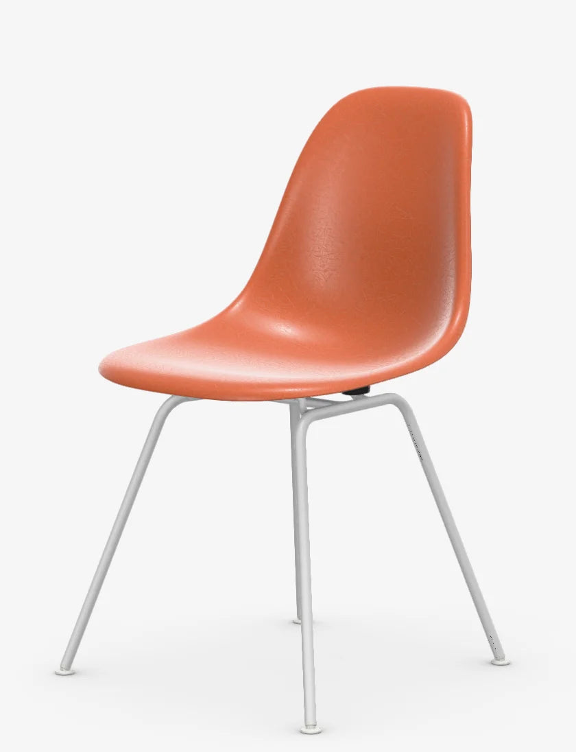 vitra Eames Fiberglass Side chair DSX - wit onderstel - red orange