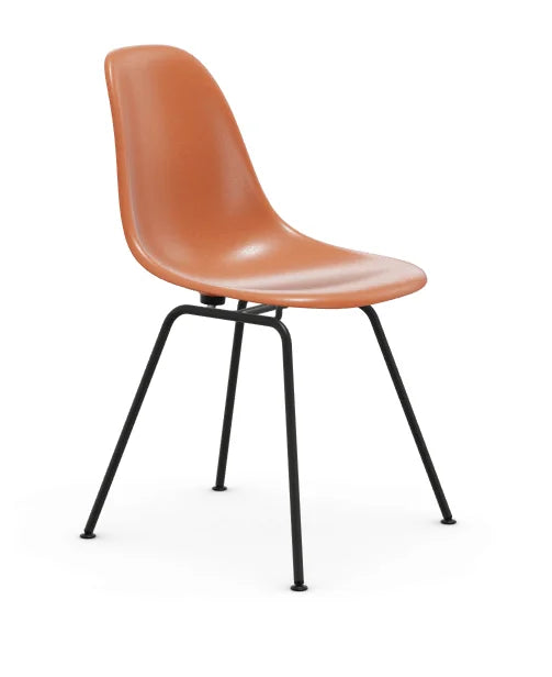 vitra Eames Fiberglass Side chair DSX - zwart onderstel - red orange