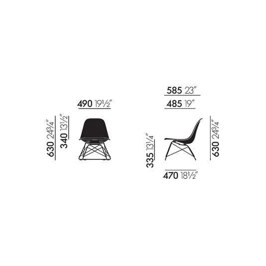 vitra Eames Fiberglass Side chair LSR - zwart onderstel