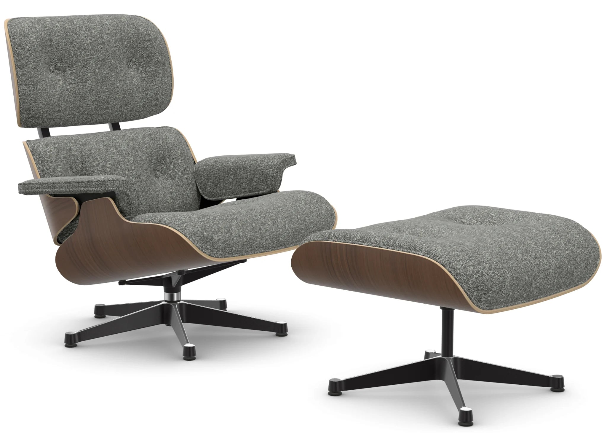 vitra Eames Lounge Chair & Ottoman - zwart notenhout / Nubia - zwart notenhout & Nubia cream dark brown