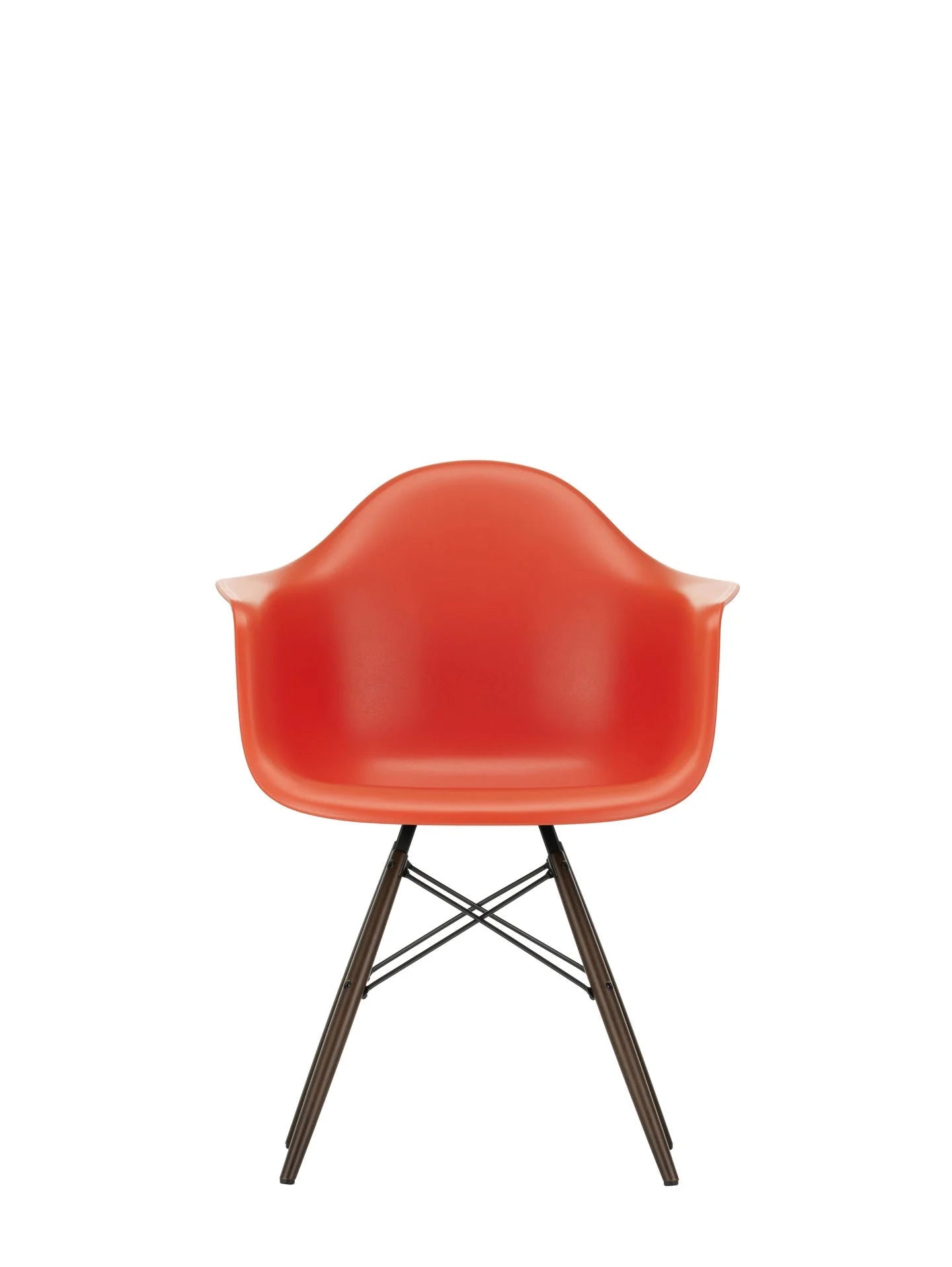 vitra Eames Plastic Armchair DAW RE - esdoorn donker onderstel - Poppyred RE