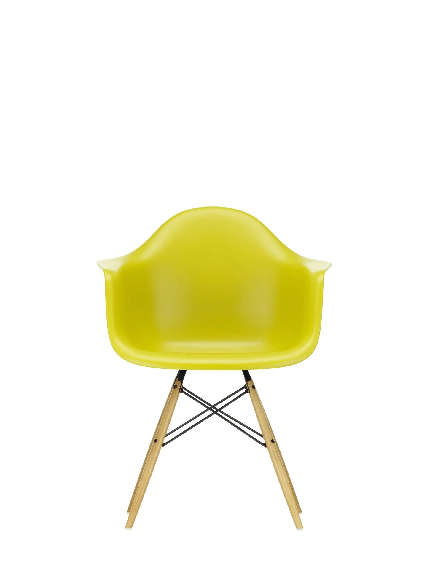 vitra Eames Plastic Armchair DAW RE - esdoorn licht onderstel - mustard RE