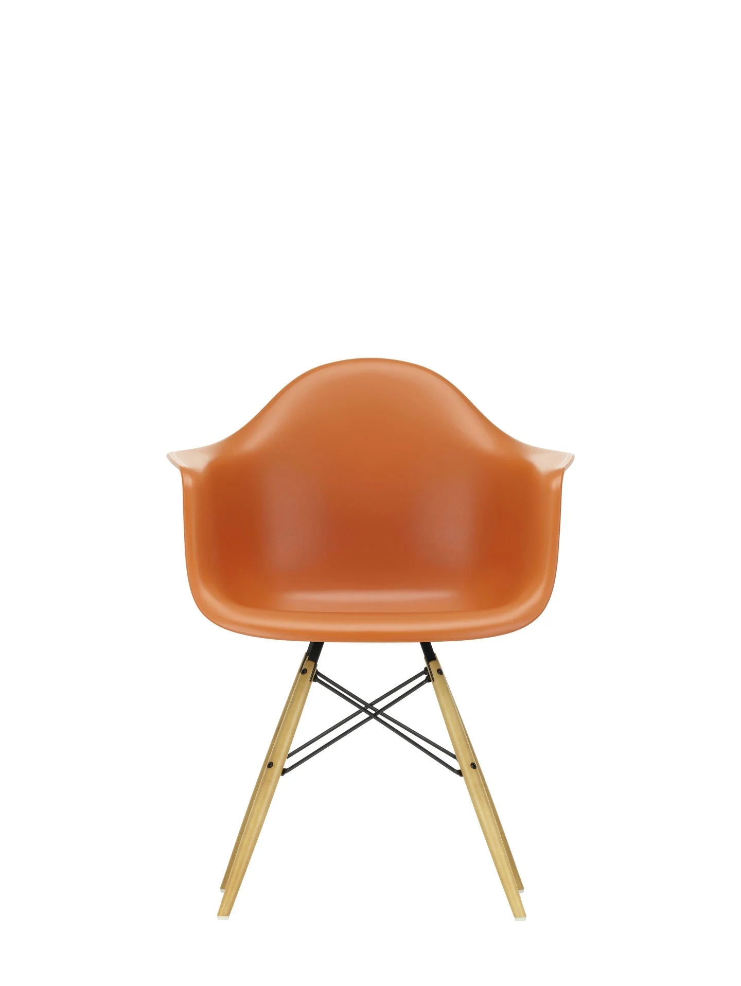vitra Eames Plastic Armchair DAW RE - esdoorn licht onderstel - Rusty Orange RE