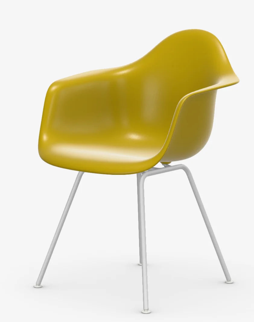 vitra Eames Plastic Armchair DAX RE - wit onderstel - mustard RE