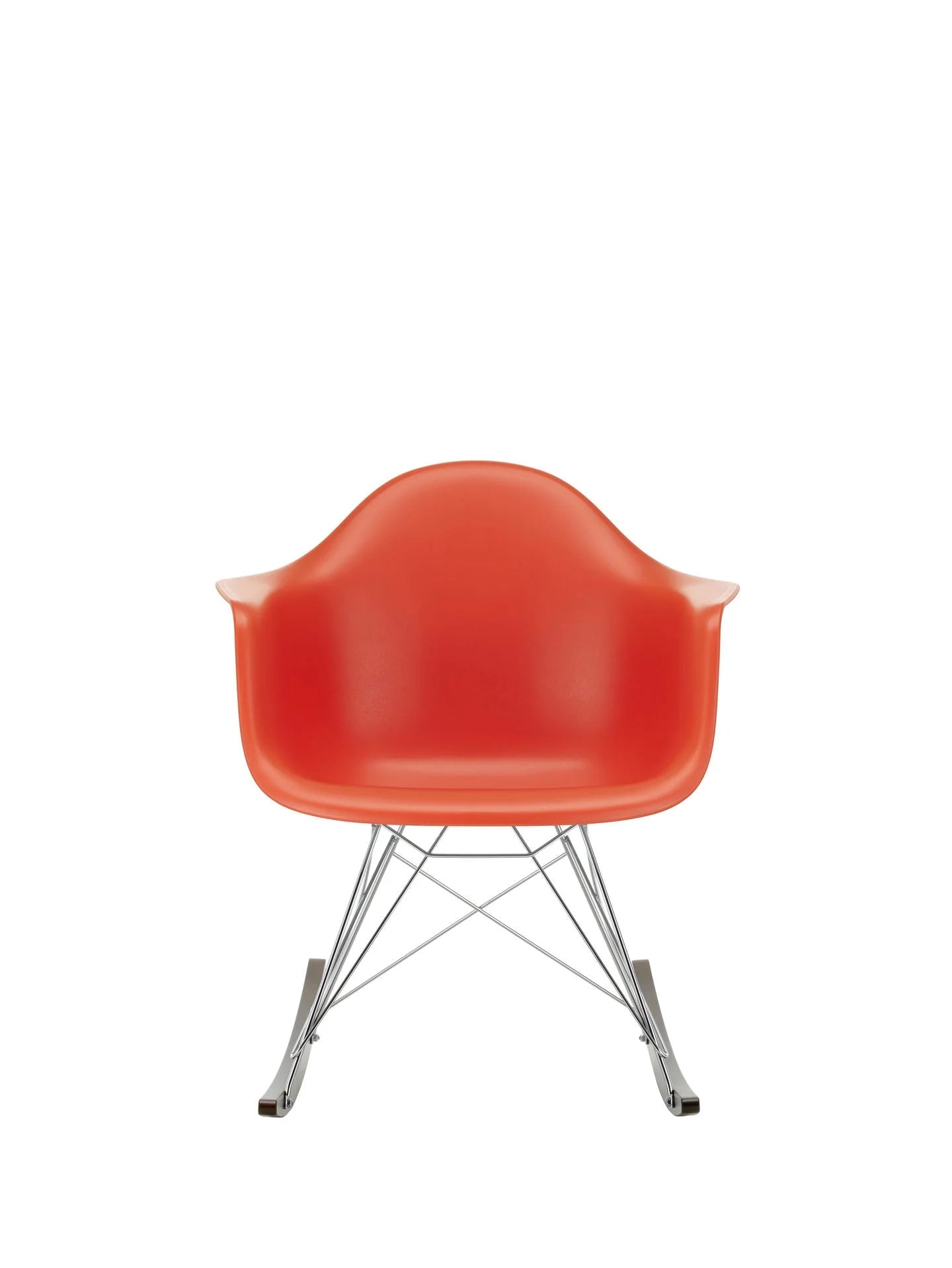vitra Eames Plastic Armchair RAR RE - verchroomd & esdoorn donker onderstel - poppy red RE