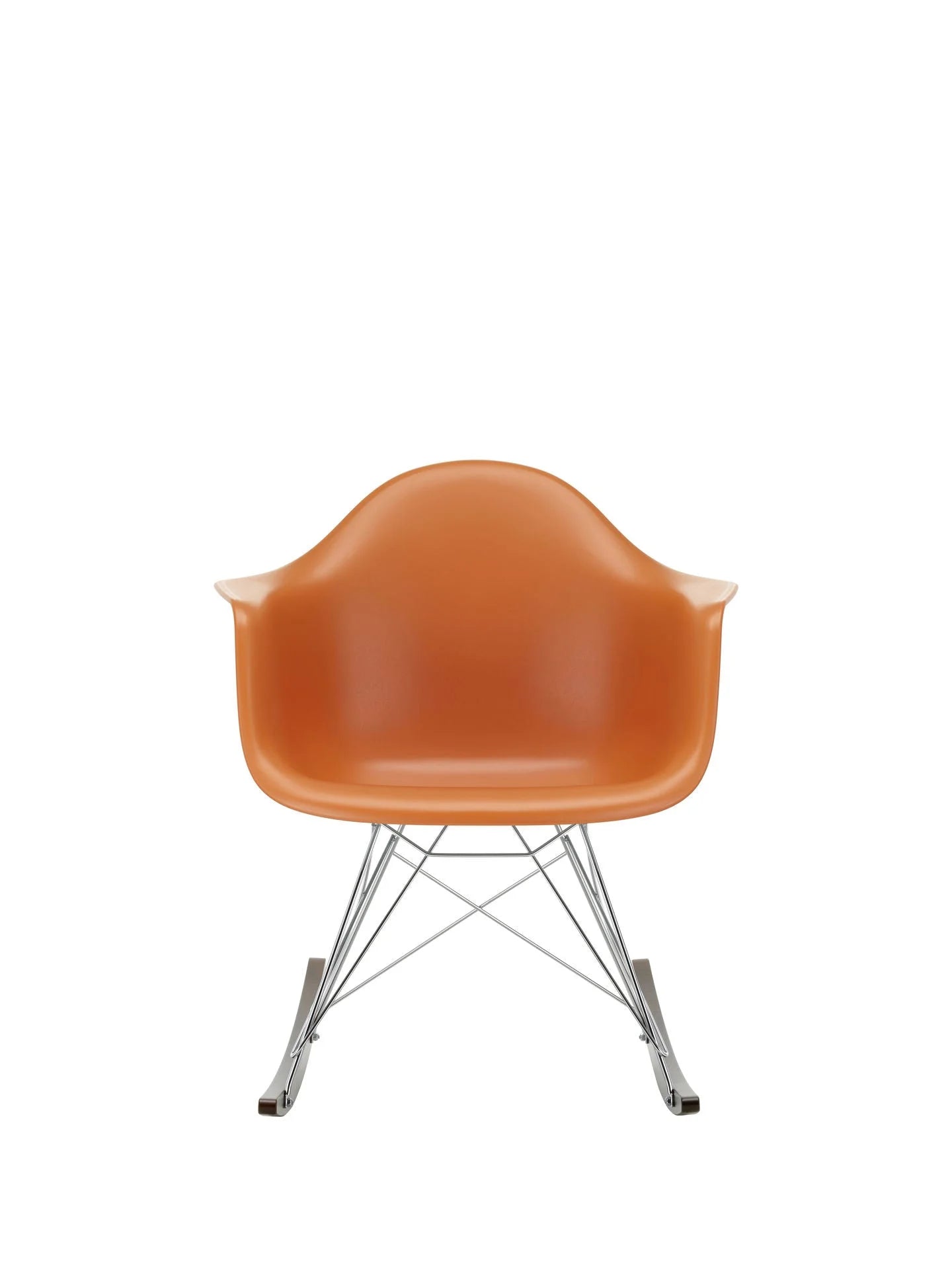 vitra Eames Plastic Armchair RAR RE - verchroomd & esdoorn donker onderstel - Rusty Orange RE