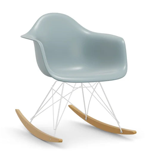 vitra Eames Plastic Armchair RAR RE - wit & esdoorn licht onderstel - ice grey RE