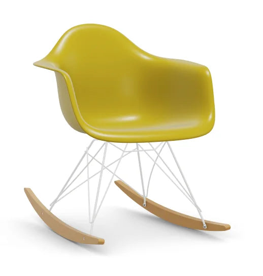 vitra Eames Plastic Armchair RAR RE - wit & esdoorn licht onderstel - mustard RE