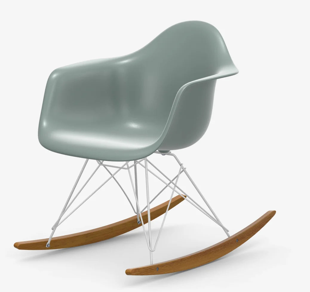 vitra Eames Plastic Armchair RAR RE - wit & esdoorn licht onderstel - Light Grey RE