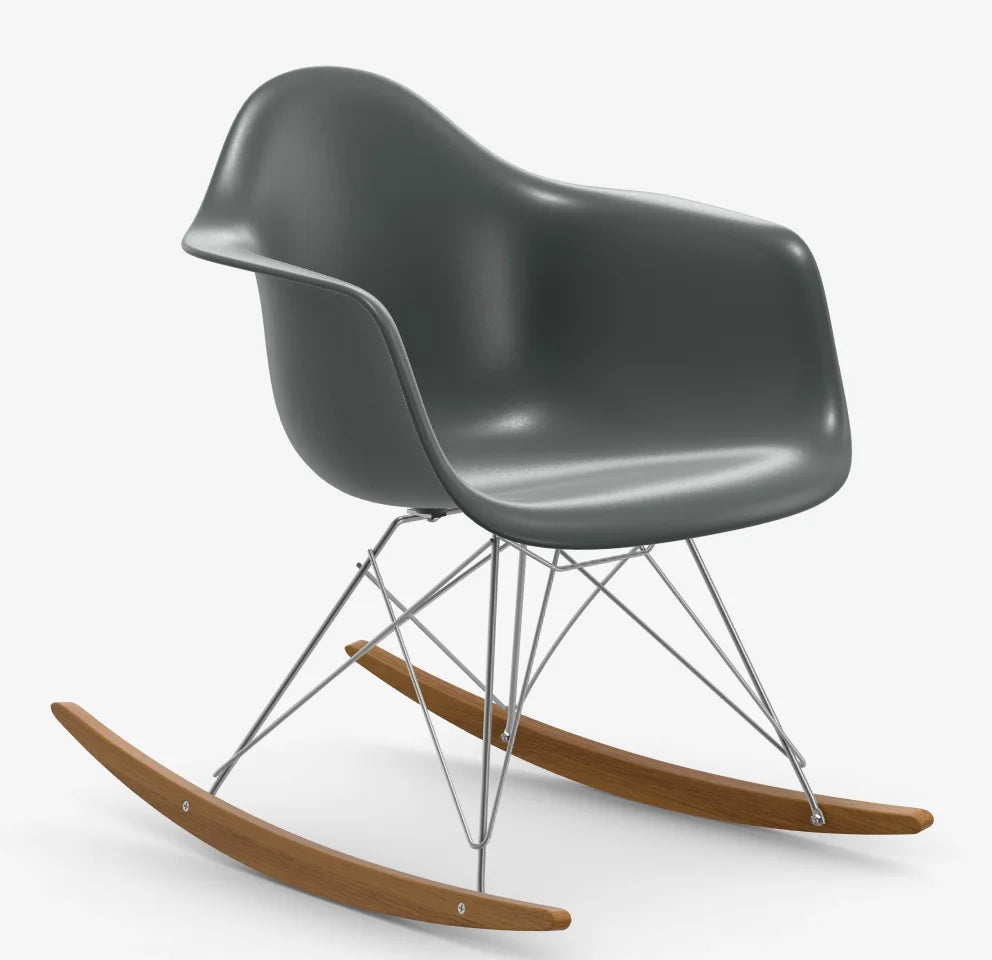 vitra Eames Plastic Armchair RAR RE - wit & esdoorn licht onderstel - Granite grey RE