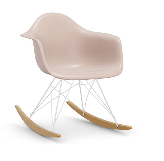 vitra Eames Plastic Armchair RAR RE - wit & esdoorn licht onderstel - pale rose RE