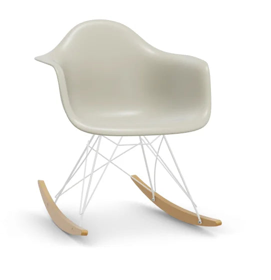 vitra Eames Plastic Armchair RAR RE - wit & esdoorn licht onderstel - pebble RE