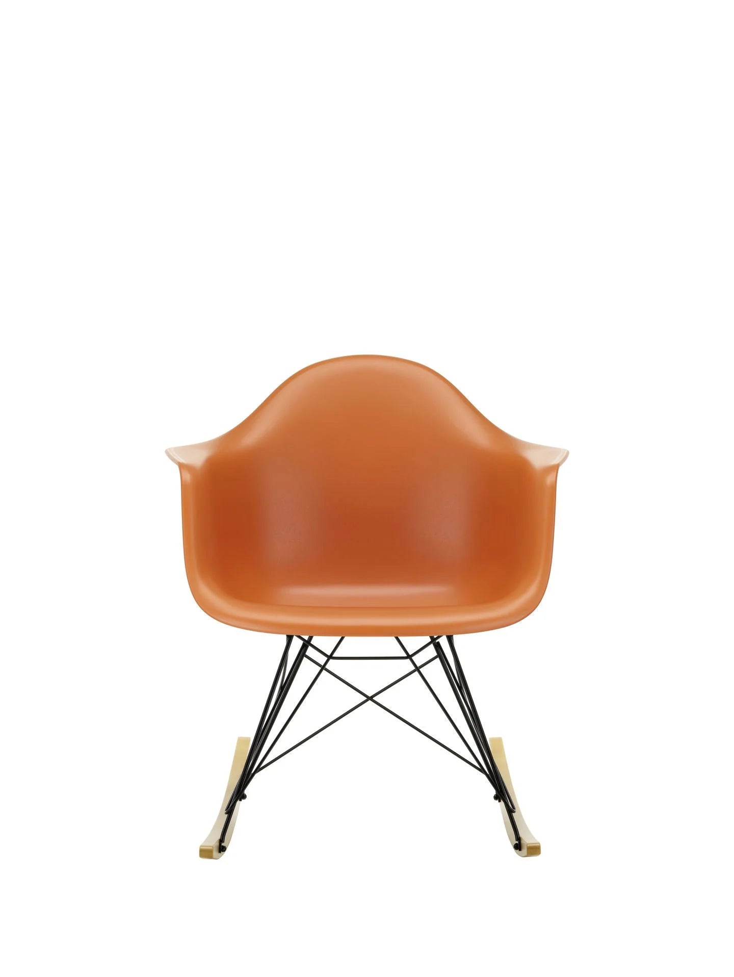 vitra Eames Plastic Armchair RAR RE - zwart & esdoorn licht onderstel - Rusty Orange RE