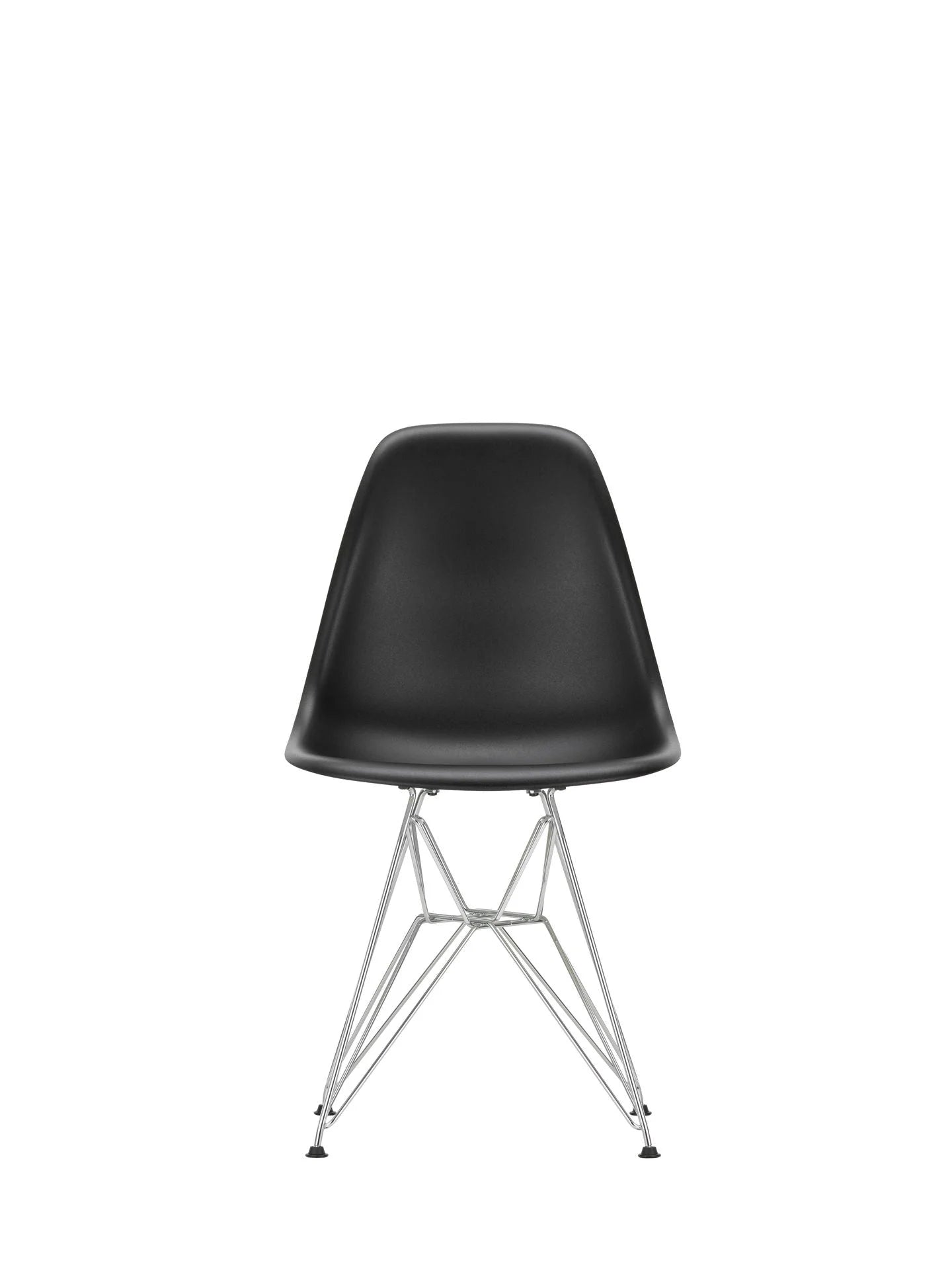 vitra Eames Plastic chair DSR RE - verchroomd onderstel - deep black RE