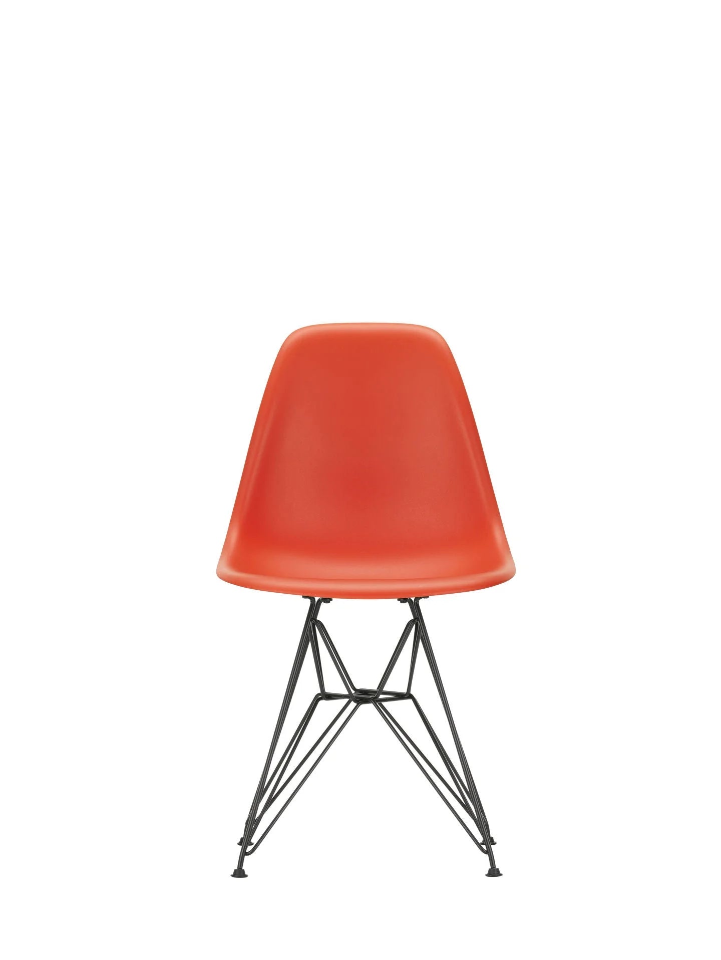 vitra Eames Plastic chair DSR RE - zwart onderstel - poppy red RE