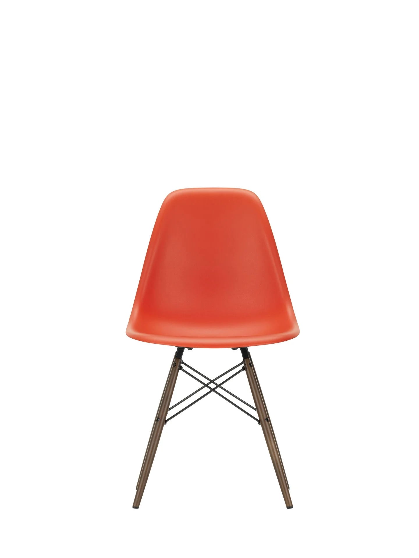 vitra Eames Plastic chair DSW RE - esdoorn donker onderstel - poppy red RE