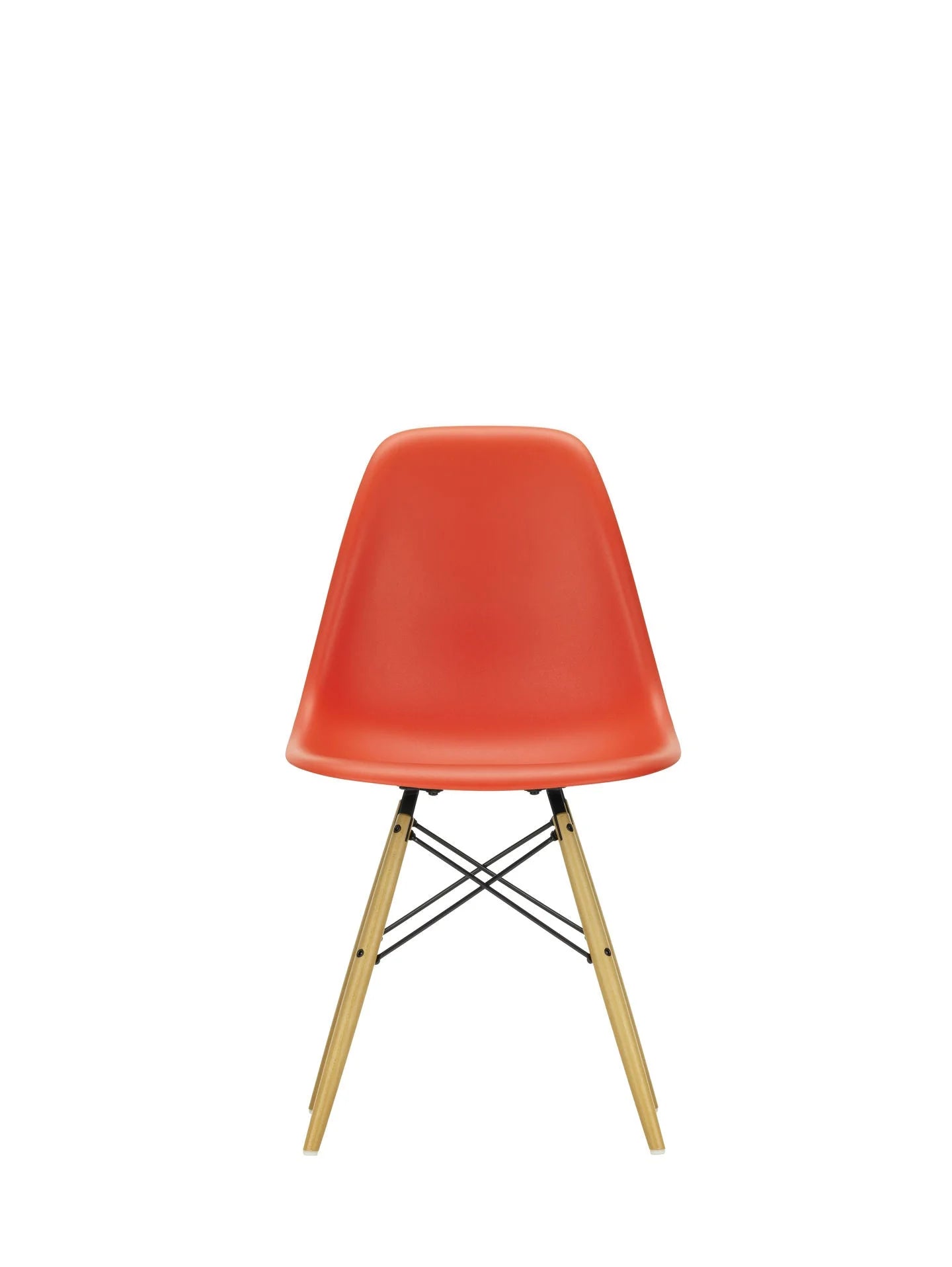 vitra Eames Plastic chair DSW RE - esdoorn licht onderstel - poppy red RE