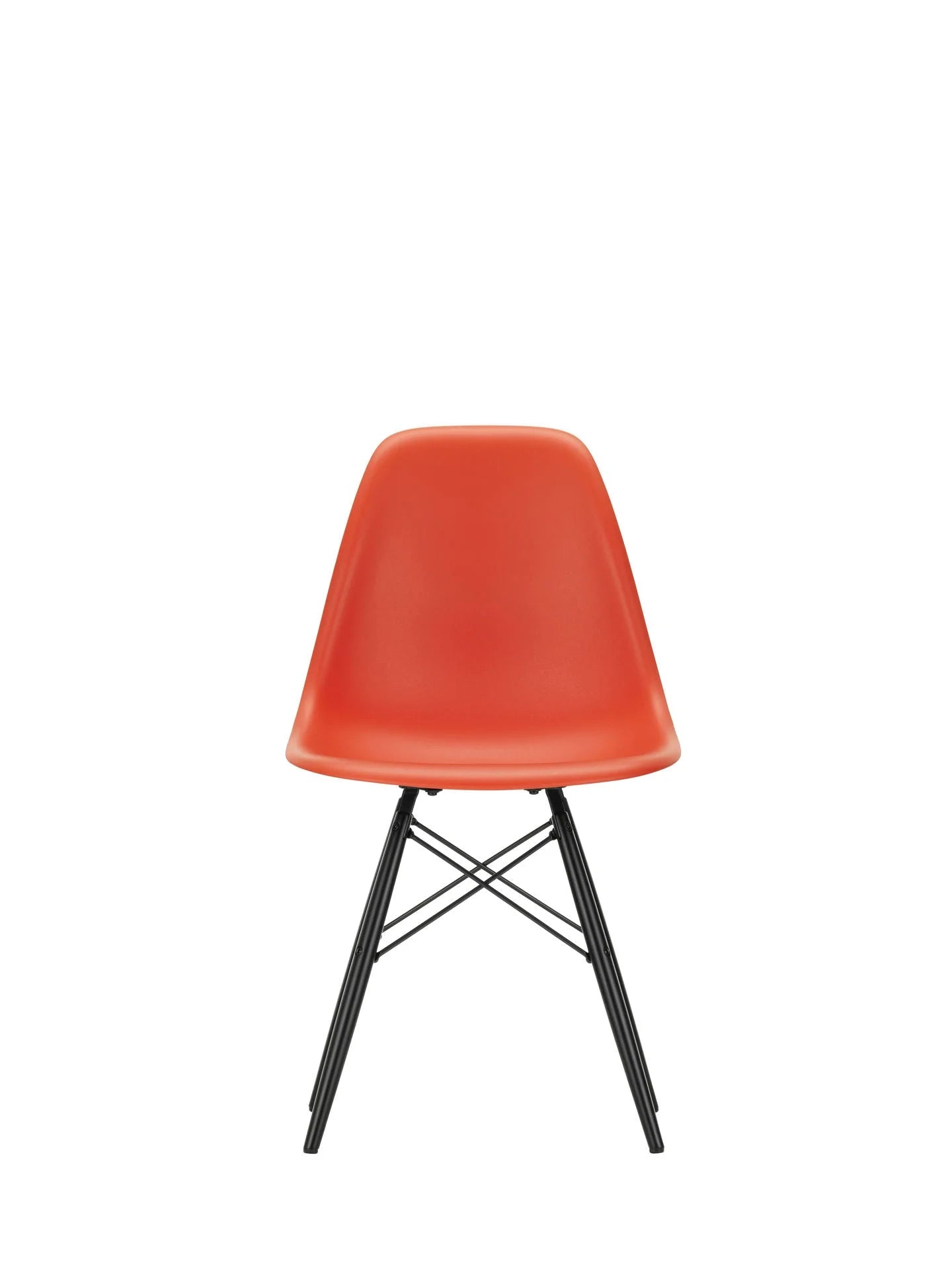 vitra Eames Plastic chair DSW RE - esdoorn zwart onderstel - poppy red RE