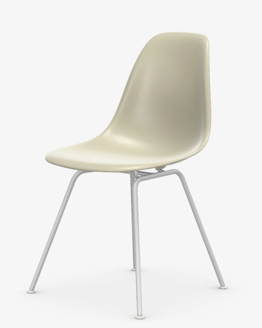 vitra Eames Plastic chair DSX RE - wit onderstel - pebble RE