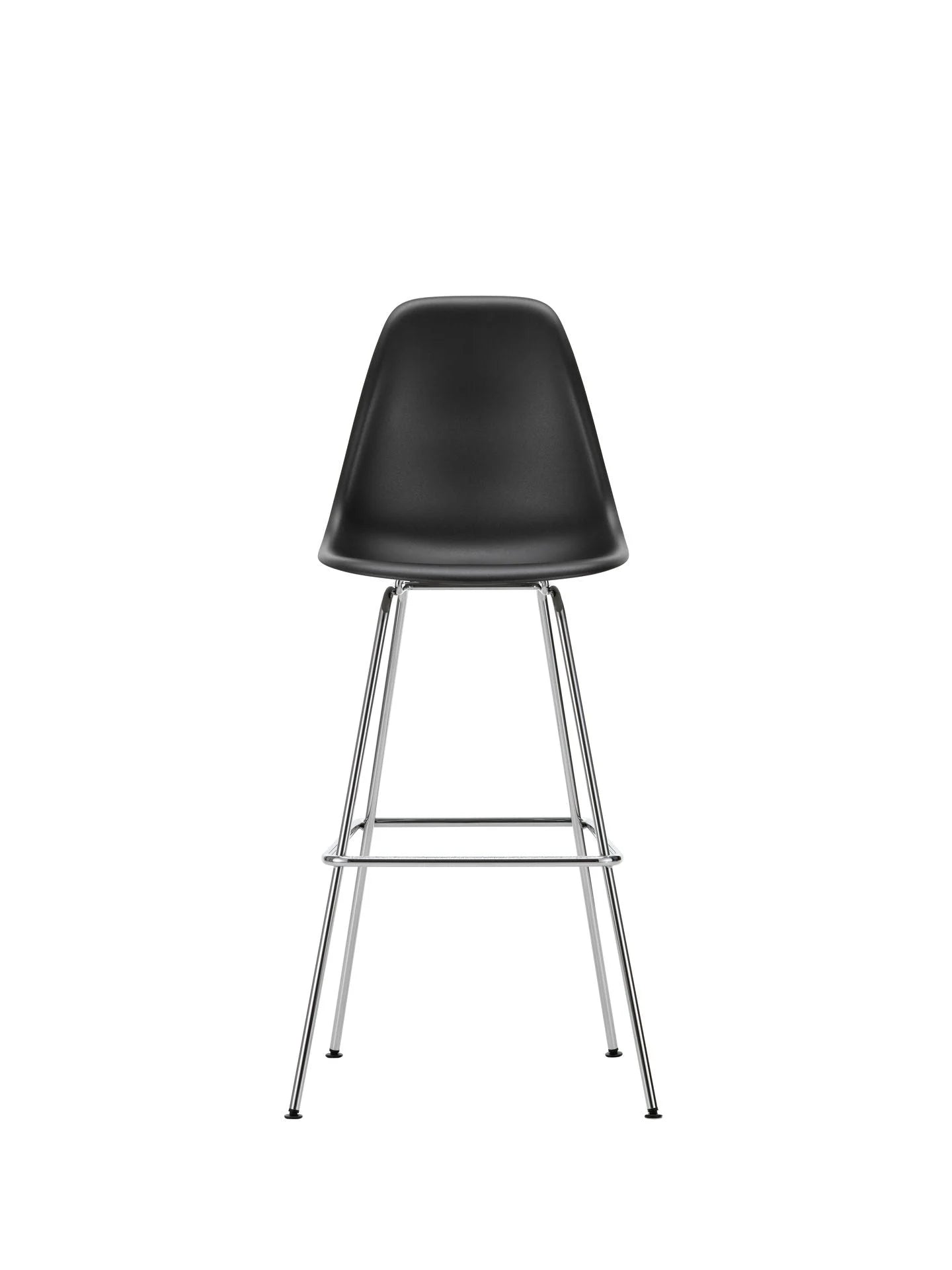 vitra Eames Plastic Stool RE high - chroom onderstel - deep black RE