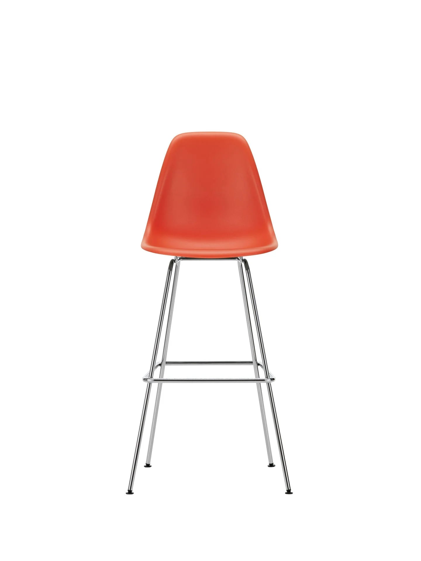 vitra Eames Plastic Stool RE high - chroom onderstel - poppy red RE