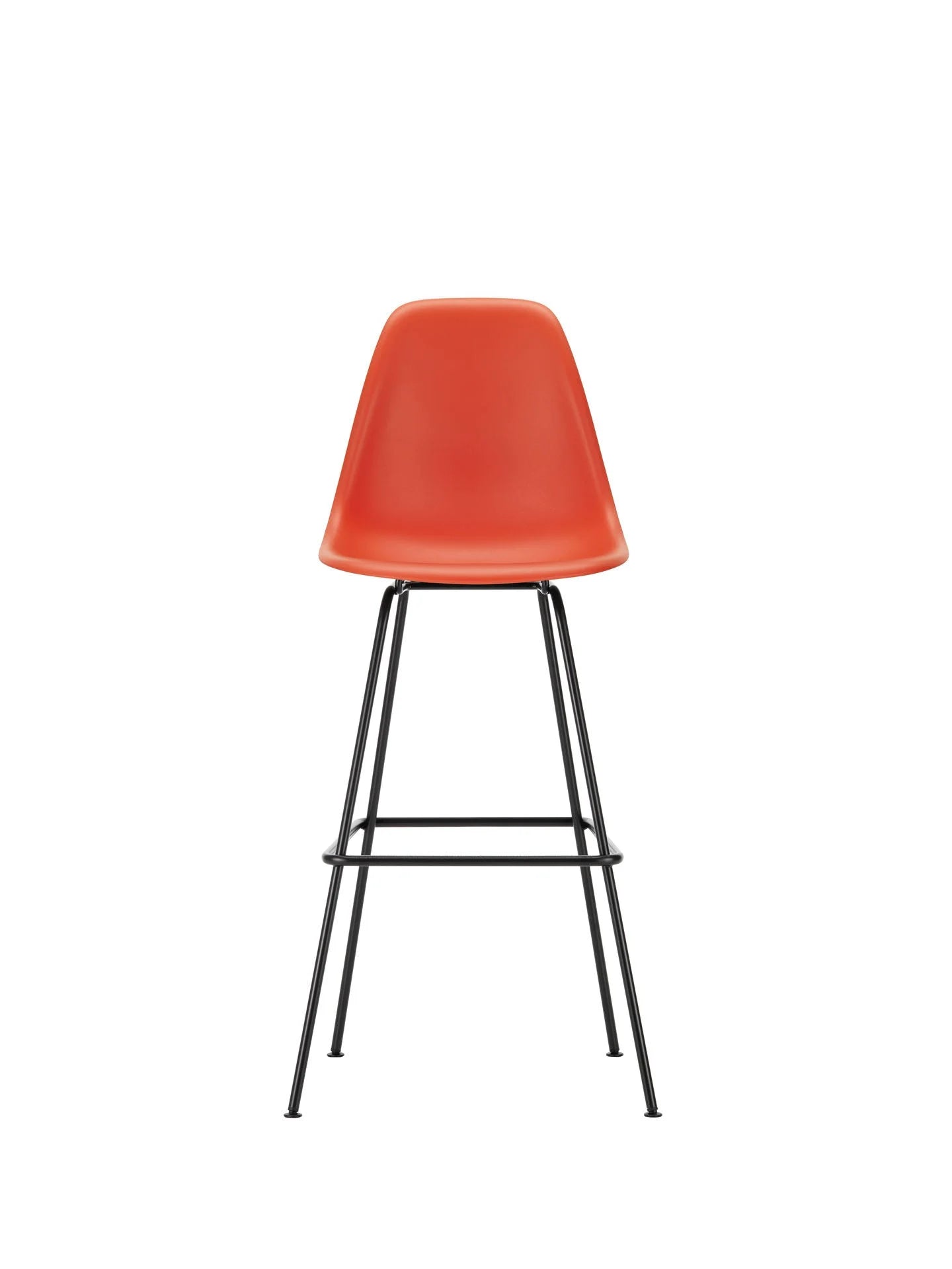 vitra Eames Plastic Stool RE high - zwart onderstel - poppy red RE