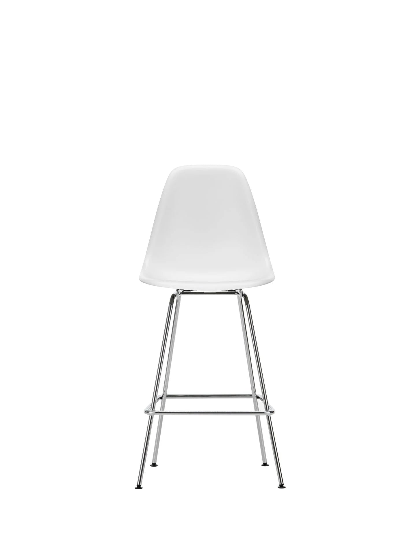 vitra Eames Plastic Stool RE medium - chroom onderstel - cotton white RE