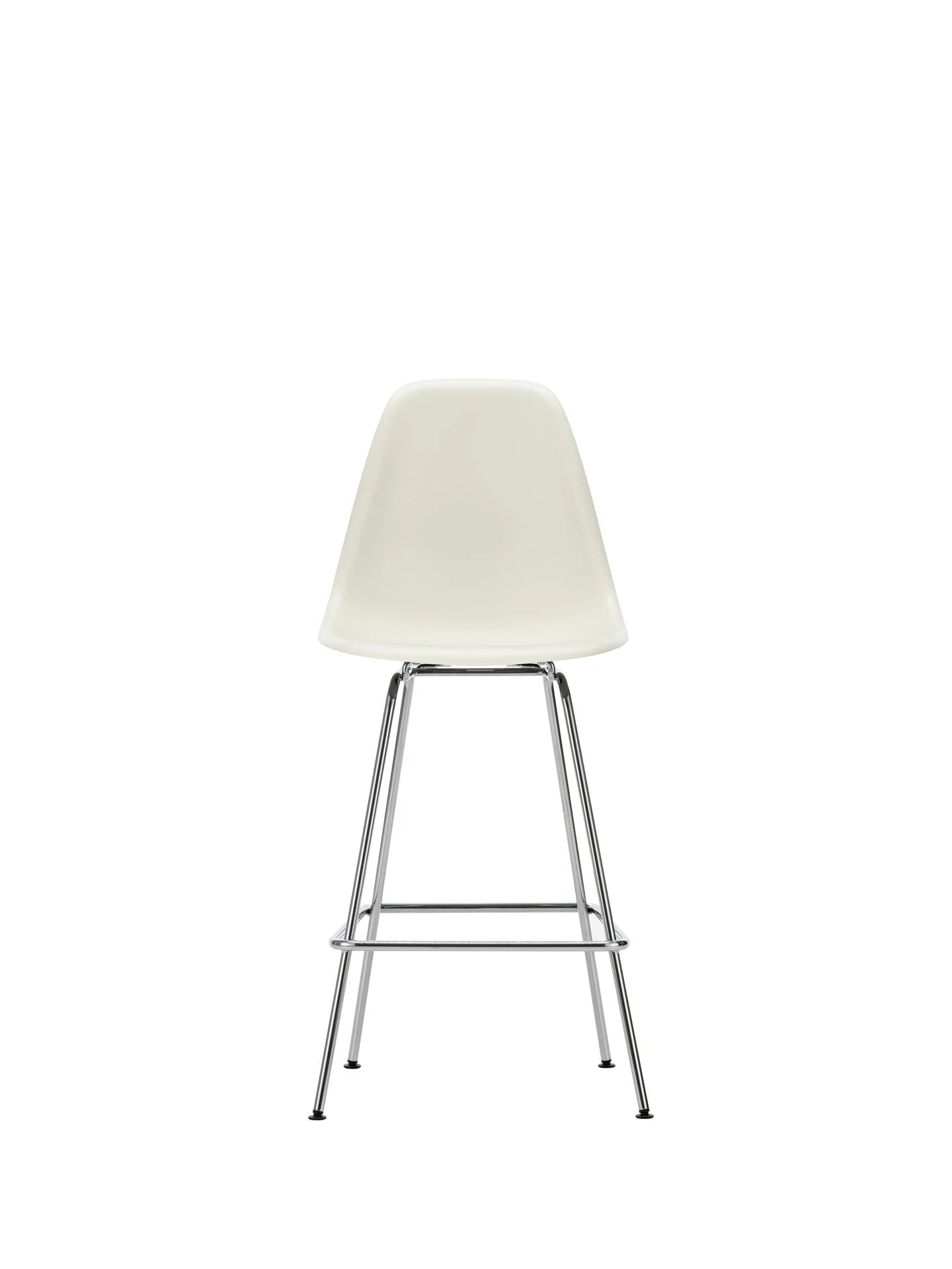 vitra Eames Plastic Stool RE medium - chroom onderstel - pebble RE