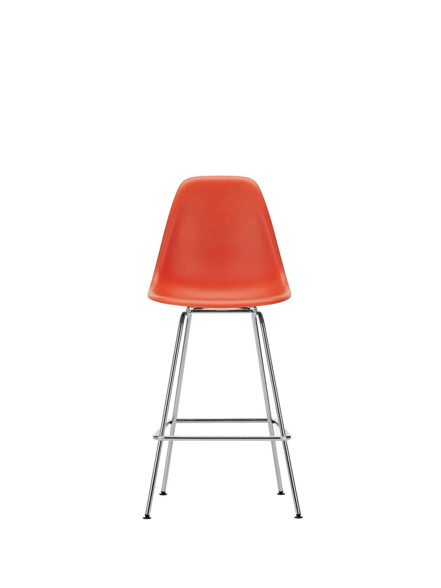 vitra Eames Plastic Stool RE medium - chroom onderstel - poppy red RE