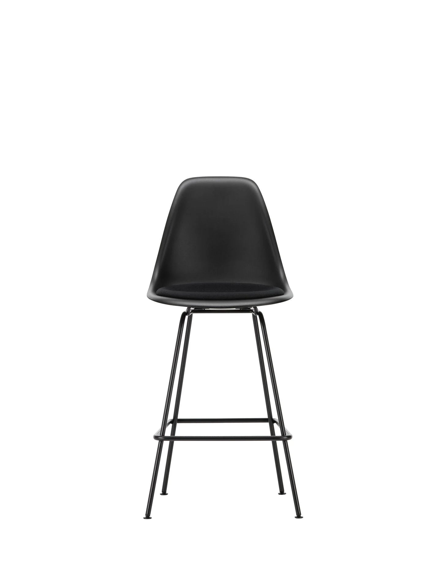 vitra Eames Plastic Stool RE medium - zwart onderstel - deep black RE