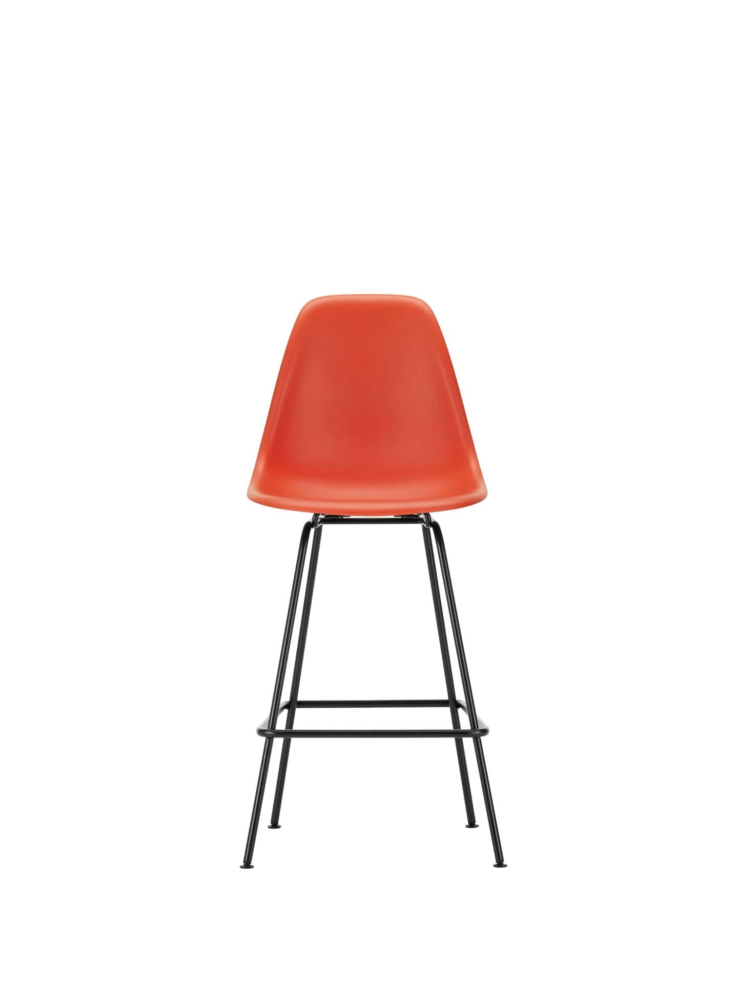 vitra Eames Plastic Stool RE medium - zwart onderstel - poppy red RE