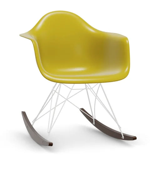 vitra Plastic Armchair RAR RE - wit & esdoorn donker onderstel - mustard RE