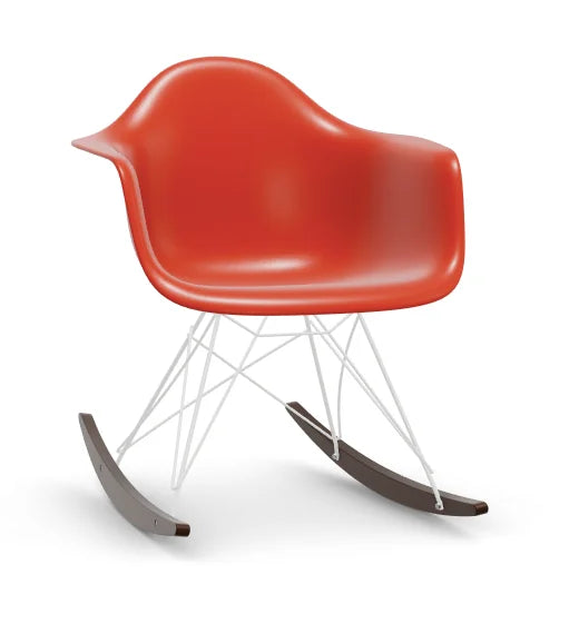 vitra Plastic Armchair RAR RE - wit & esdoorn donker onderstel - poppy red RE