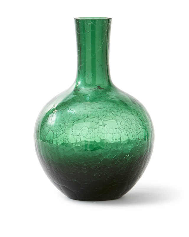 pols potten vaas Ball Body - glas crackled - Groen L