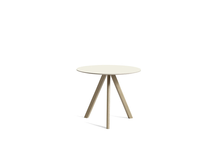 Hay Design tafel CPH 20 - Ø 90 cm. - lacquered solid oak frame - top off white linoleum