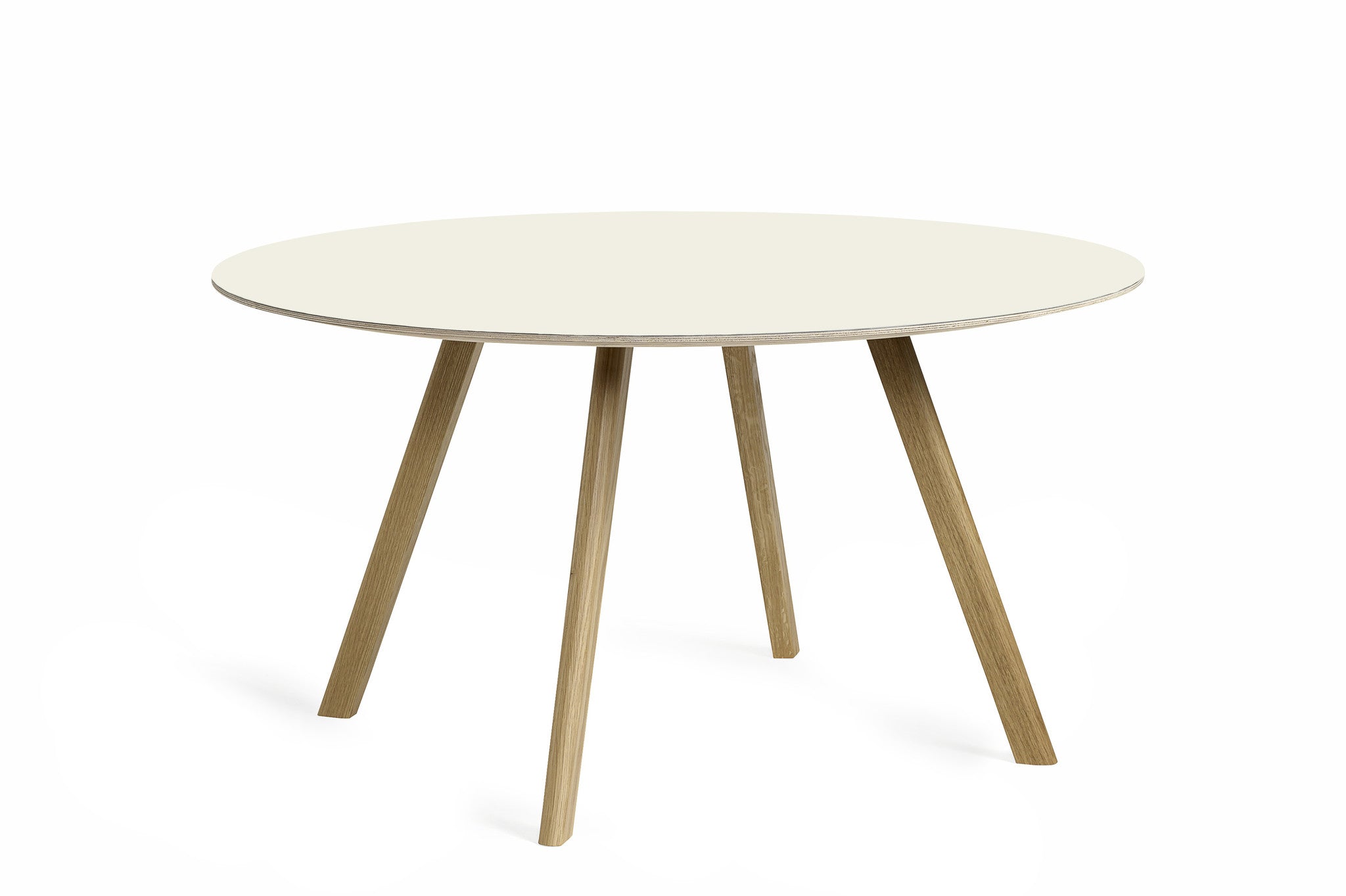 Hay Design tafel CPH 25 - Ø 140 cm. - lacquered solid oak frame - top off white linoleum