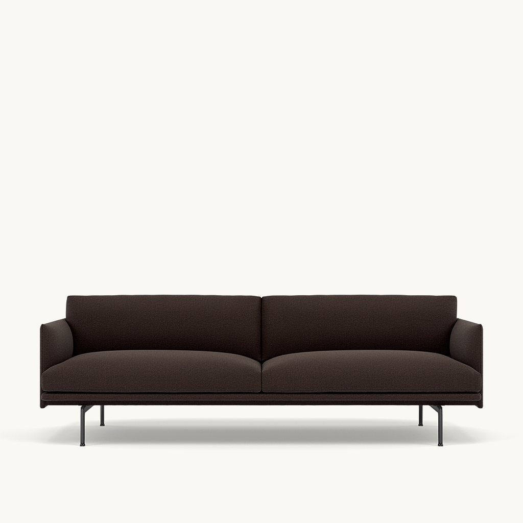 Muuto 3 zits sofa Outline - Ecriture 380 met zwart onderstel