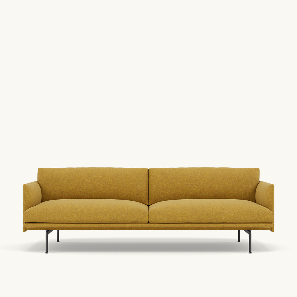 Muuto 3 zits sofa Outline - Ecriture 470 met zwart onderstel