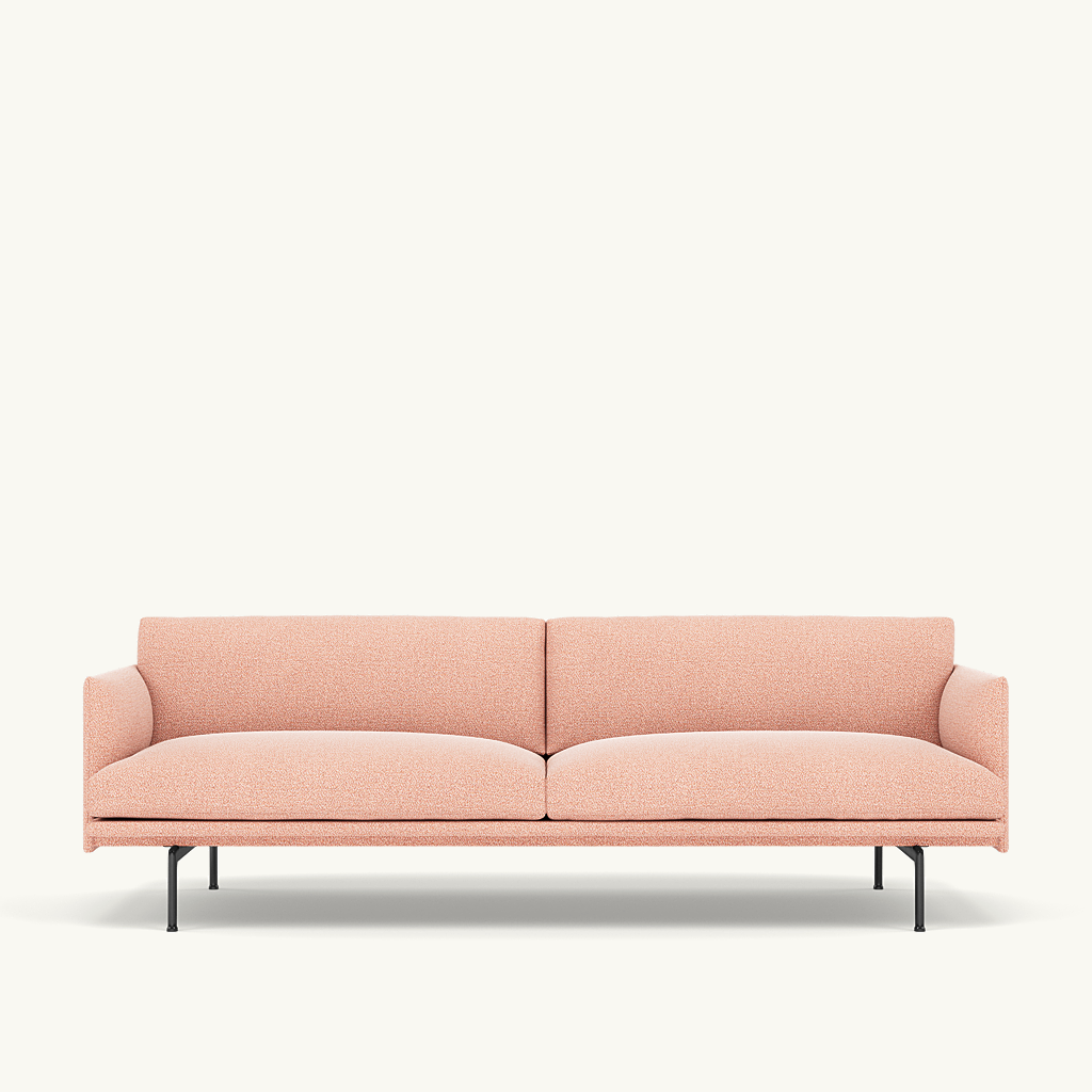 Muuto 3 zits sofa Outline - Ecriture 640 met zwart onderstel