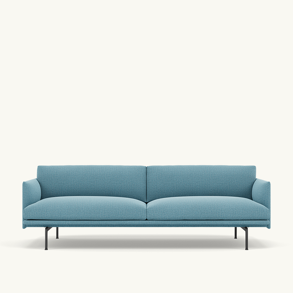 Muuto 3 zits sofa Outline - Ecriture 760 met zwart onderstel