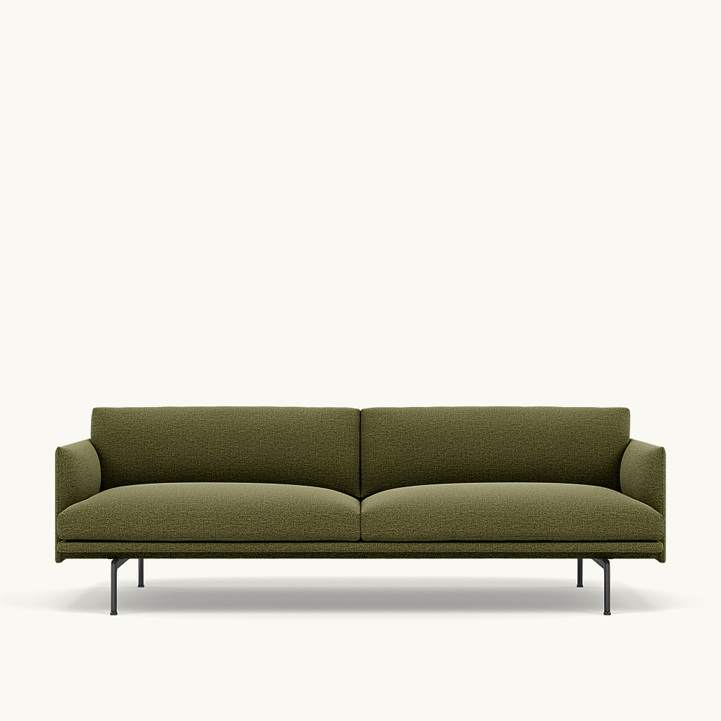 Muuto 3 zits sofa Outline - Ecriture 970 met zwart onderstel