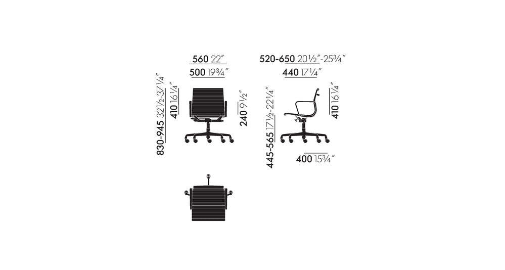 vitra Eames Aluminium Chair EA 118 - Work - leder