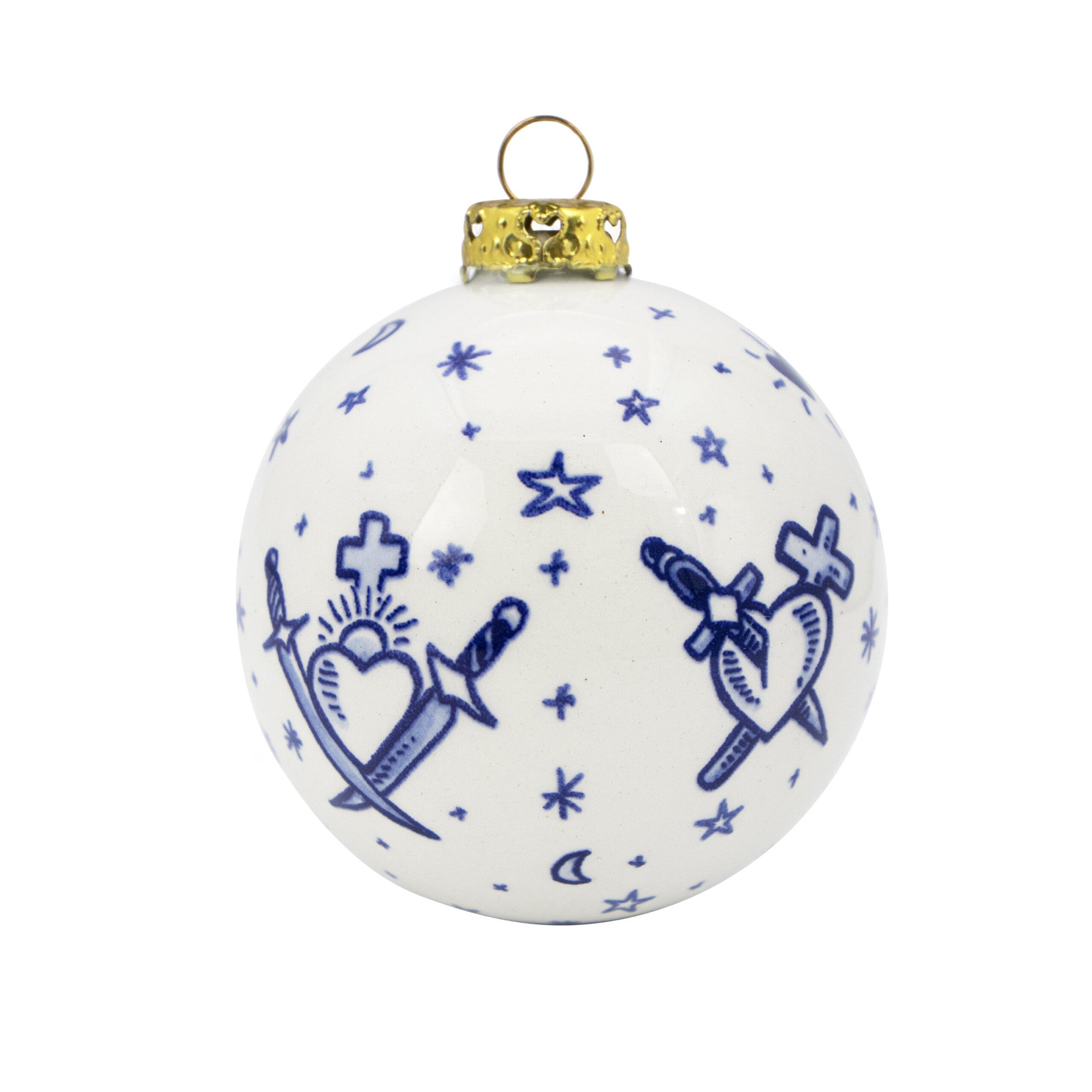 Royal Delft Schiffmacher kerstbal Royal Blue Tattoo - standaard