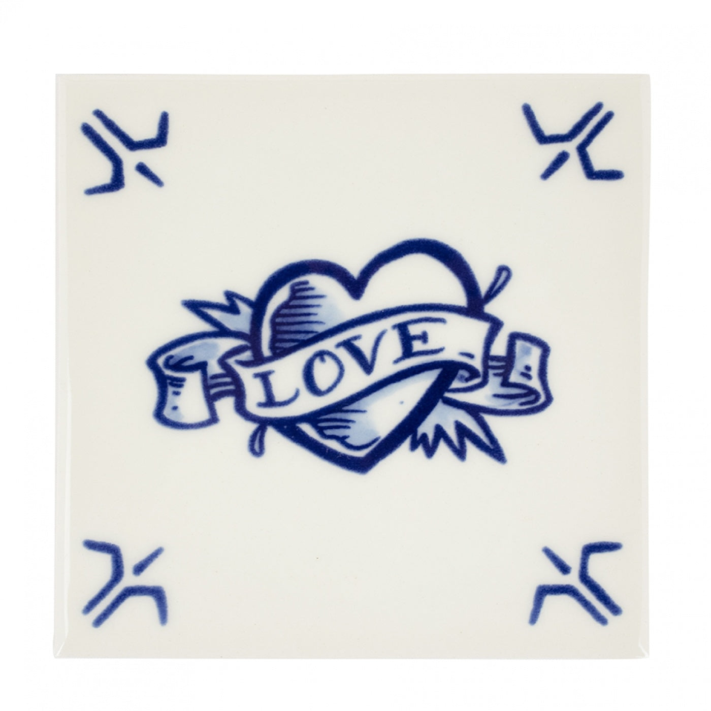 Royal Delft tegel Royal Blue Tattoo - love