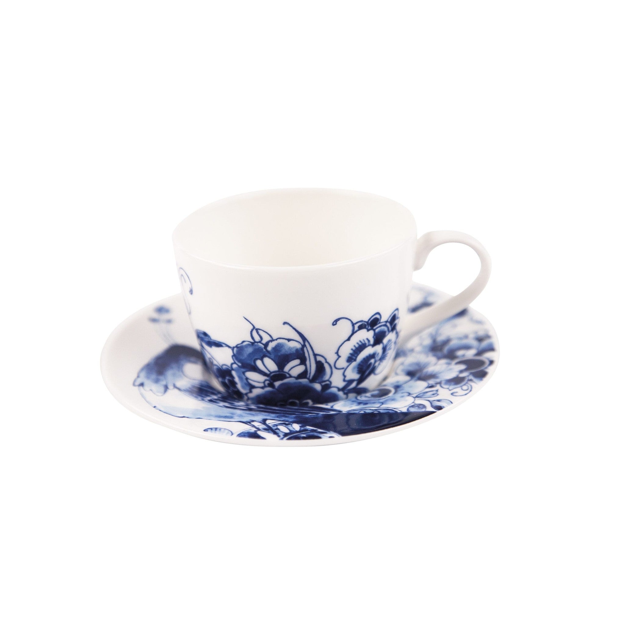 Royal Delft thee-/cappuccinokop & schotel - Peacock Symphony - kop & schotel