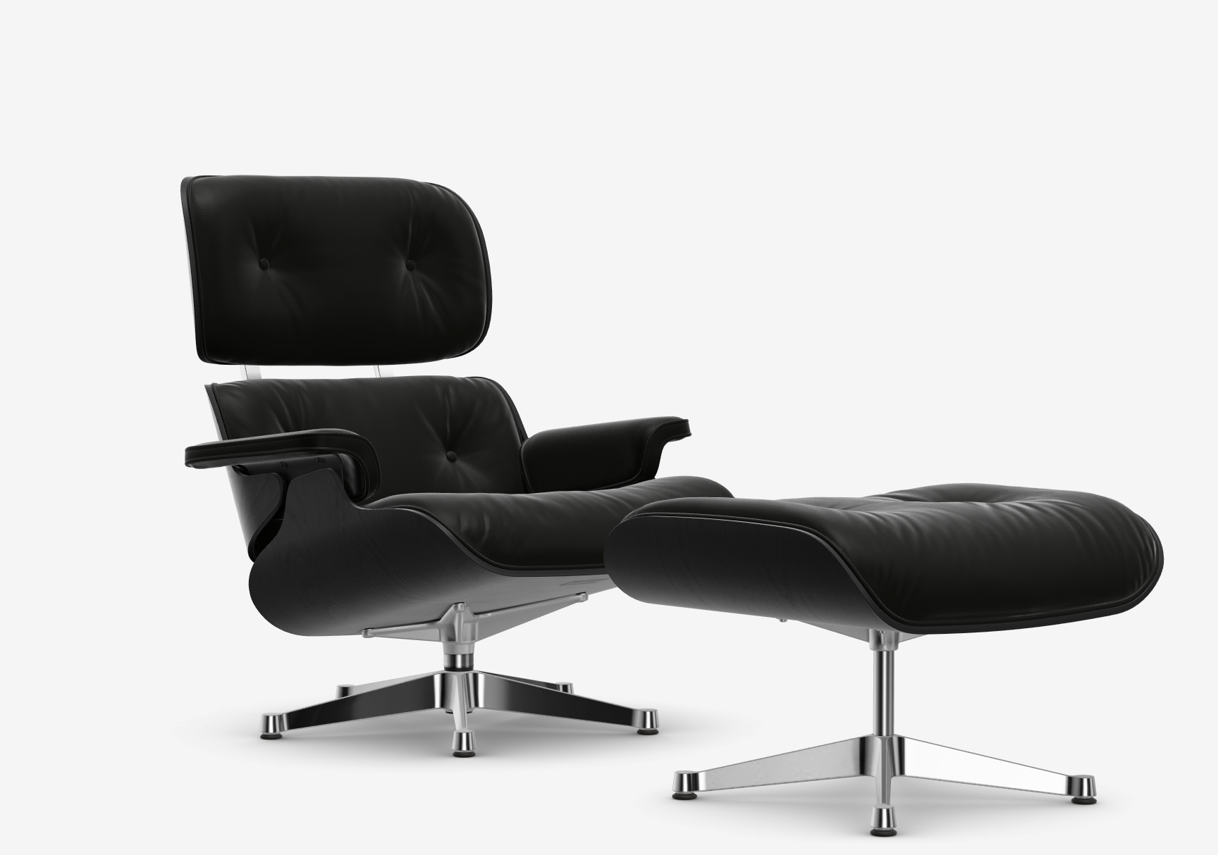 Eames Lounge Chair & Ottoman zwart - kastanjehout & leder premium nero