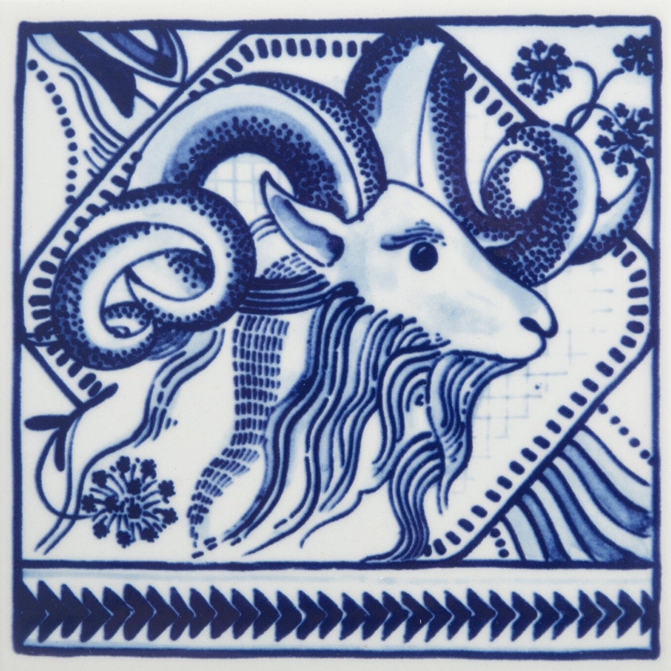 Royal Delft tegel the Extinct Animals - Pogo Goat